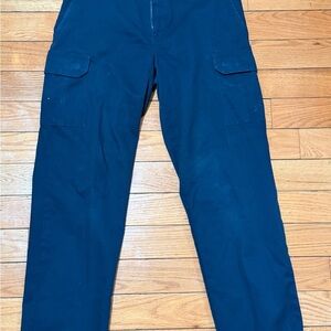 Men's Dark Blue Cargo Pants with Flap Pockets